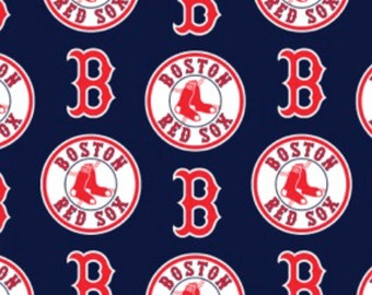 MLB Boston Red Sox On Blue All Over Baseball Team Cotton Fabric Sold By The HALF Yard, From Fabric Traditions, Please See Full Description!