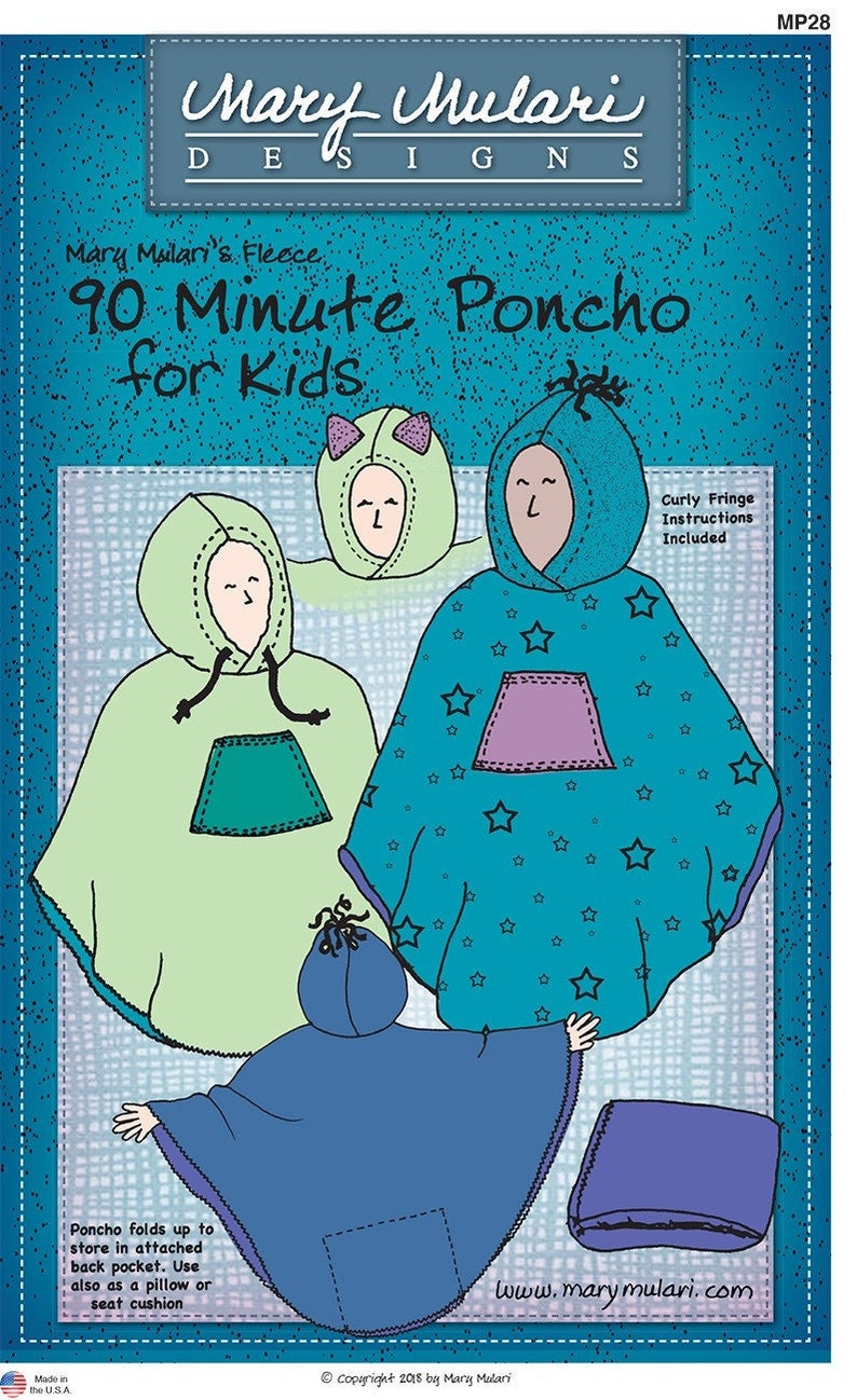 90 Minute Poncho For Kids Sewing Pattern From Mary Mulari Designs Productions NEW, Please See Description and Pictures For More Information immagine 1