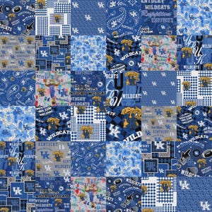 NCAA University of Kentucky Wildcats Cheater Quilt Cotton Fabric Priced By The HALF Yard, From Sykel Enterprises NEW, See Description!