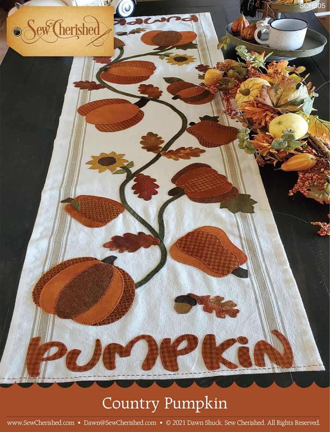Country Pumpkin Table Runner Sewing Pattern From Sew Cherished Designs ...