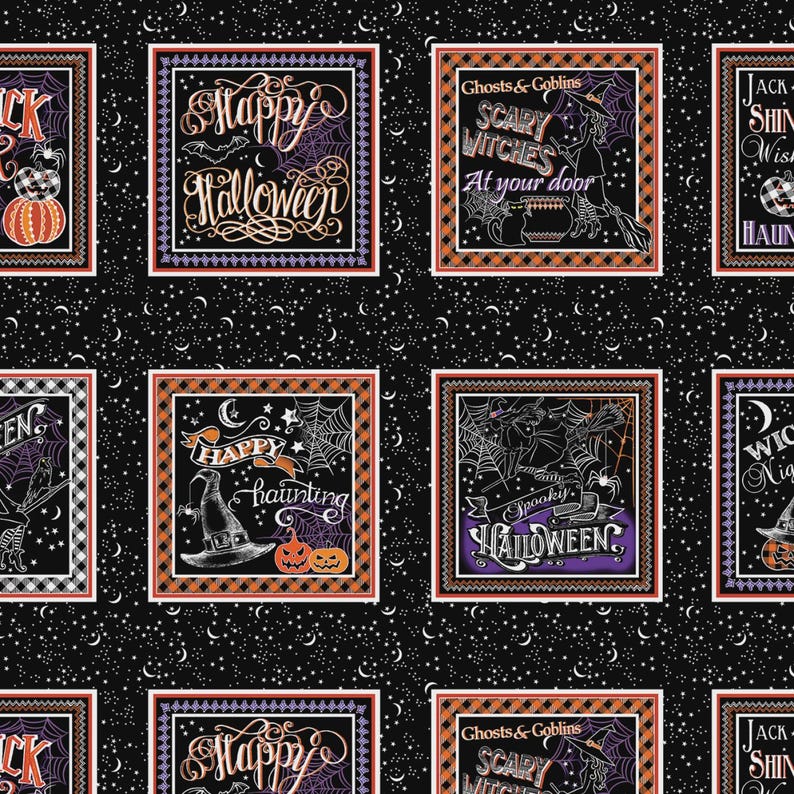 Hocus Pocus Blocks Panel on Woven Cotton Fabric, Priced by the 20 Inch ...