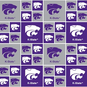 The Kansas State University Wildcats Patchwork Cotton Fabric Priced By The HALF Yard, From Sykel Enterprises NEW