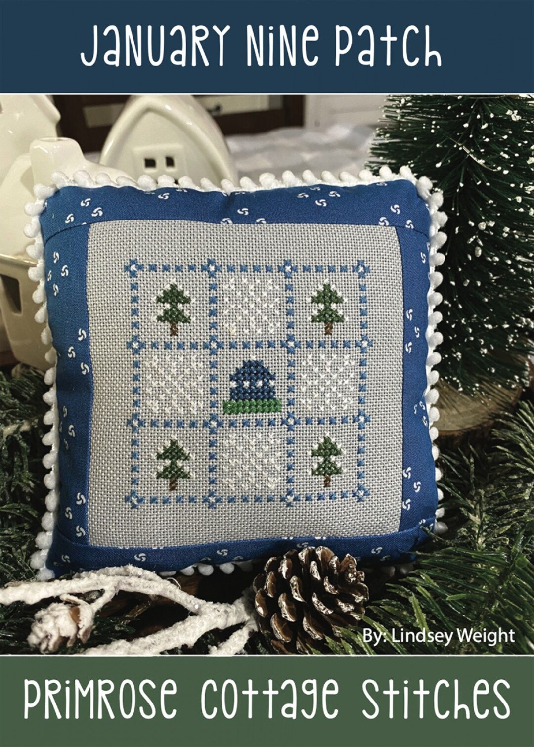 January Patchwork January Nine Patch Cross Stitch Pattern, From Primrose Cottage BRAND ...