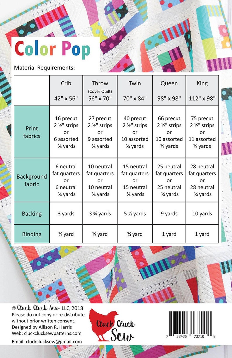 Color Pop Quilt Quilting Pattern From Cluck Cluck Sew Patterns BRAND ...