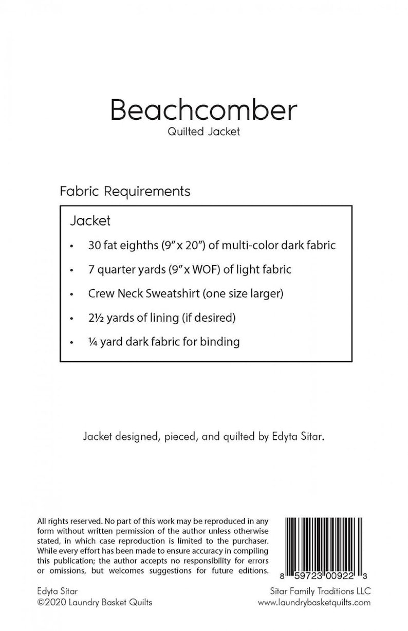 Quilted Jacket Quilting Pattern From Laundry Etsy