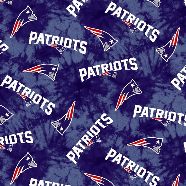 NFL New England Patriots Football Allover On Blue Cotton FLANNEL Fabric Priced By The HALF Yard, From Fabric Traditions New