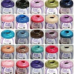 Aunt Lydia&#39;s Crochet Thread Size 10, 100% mercerized cotton. 3 ply, Over 40 Colors To Choose From Coats & Clark NEW