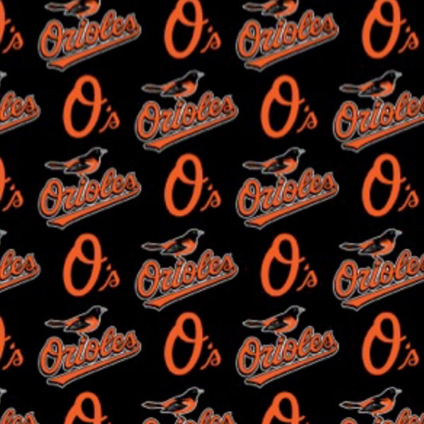 MLB Baltimore Orioles Allover Baseball Team Cotton Fabric Sold By The Half Yard, From Fabric Traditions