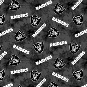 NFL Las Vegas Raiders On Black, Football FLANNEL Cotton Fabric, Priced By The HALF Yard, From Fabric Traditions Brand New, See Description!
