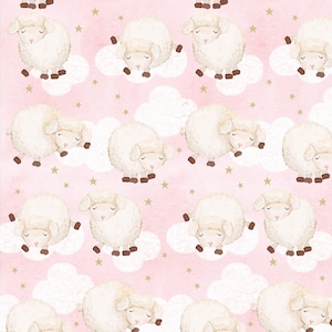 Sheep Lamb On Pink Comfy FLANNEL Fabric Priced By The HALF Yard, From A.E. Nathan Fabrics NEW, Please See Description For More Info!