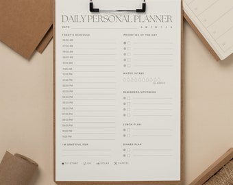 24 Hour Daily Planner Printable PDF Half Hour Time Block - Etsy