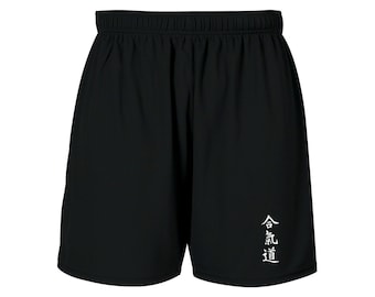 Aikido Kanji writing martial arts MMA customized sweat proof black shorts