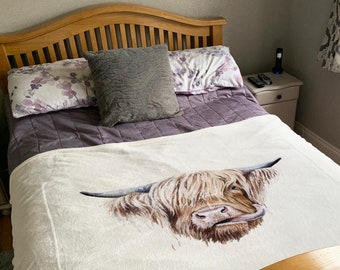 Highland Cow Super Soft Fleece Blanket By Grace Scott