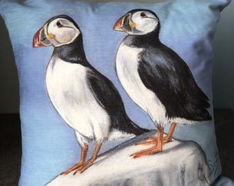 Puffin cushion 40cmx40cm