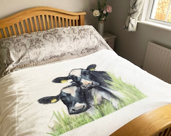 Friesian Cows Farming Themed Super Soft Fleece Blanket By Grace Scott