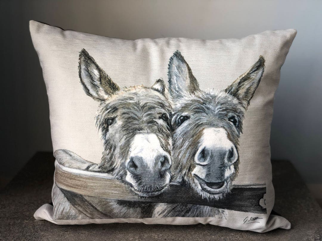 Two Donkeys Over Gate Cushion 40cmx40cm Etsy