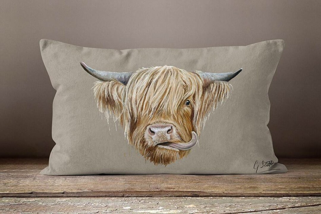 Highland Cow Oblong Rectangular Cushion 60cmx40cm With Infill Soft ...