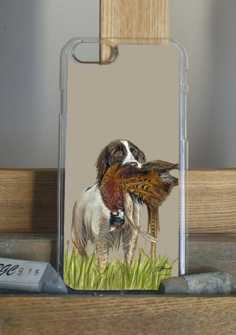 Spaniel With Pheasant Hunting Scene iPhone Case image 2