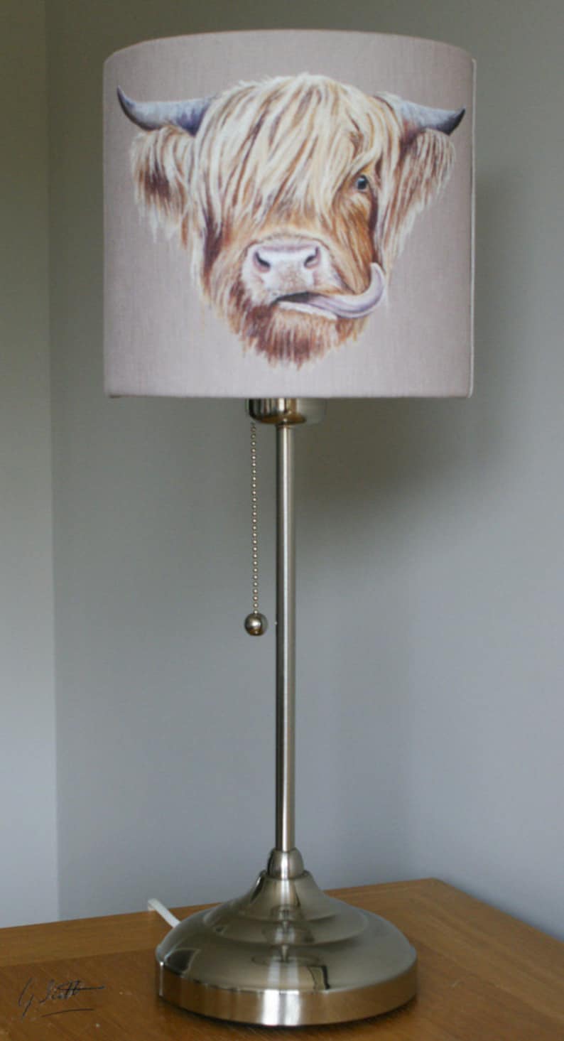 Highland Cow Lampshade/lamp by Artist Grace Scott Etsy UK