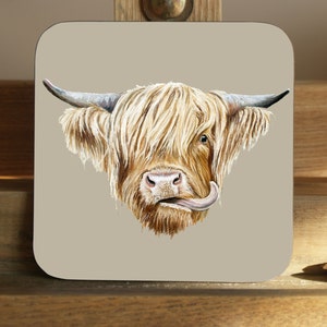 Set of 4 Scottish Highland Cow Coasters image 1