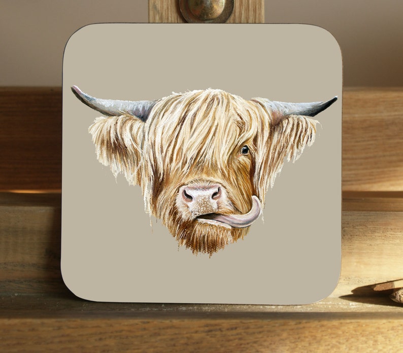 Set of 4 Scottish Highland Cow Coasters | Etsy