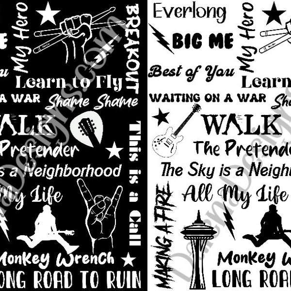 Foo Fighters- Song Collage - 2 Designs - PNG & SVG Files Only