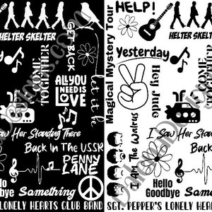 The Beatles - Song Collage - 2 Designs - PNG & SVG Files Only