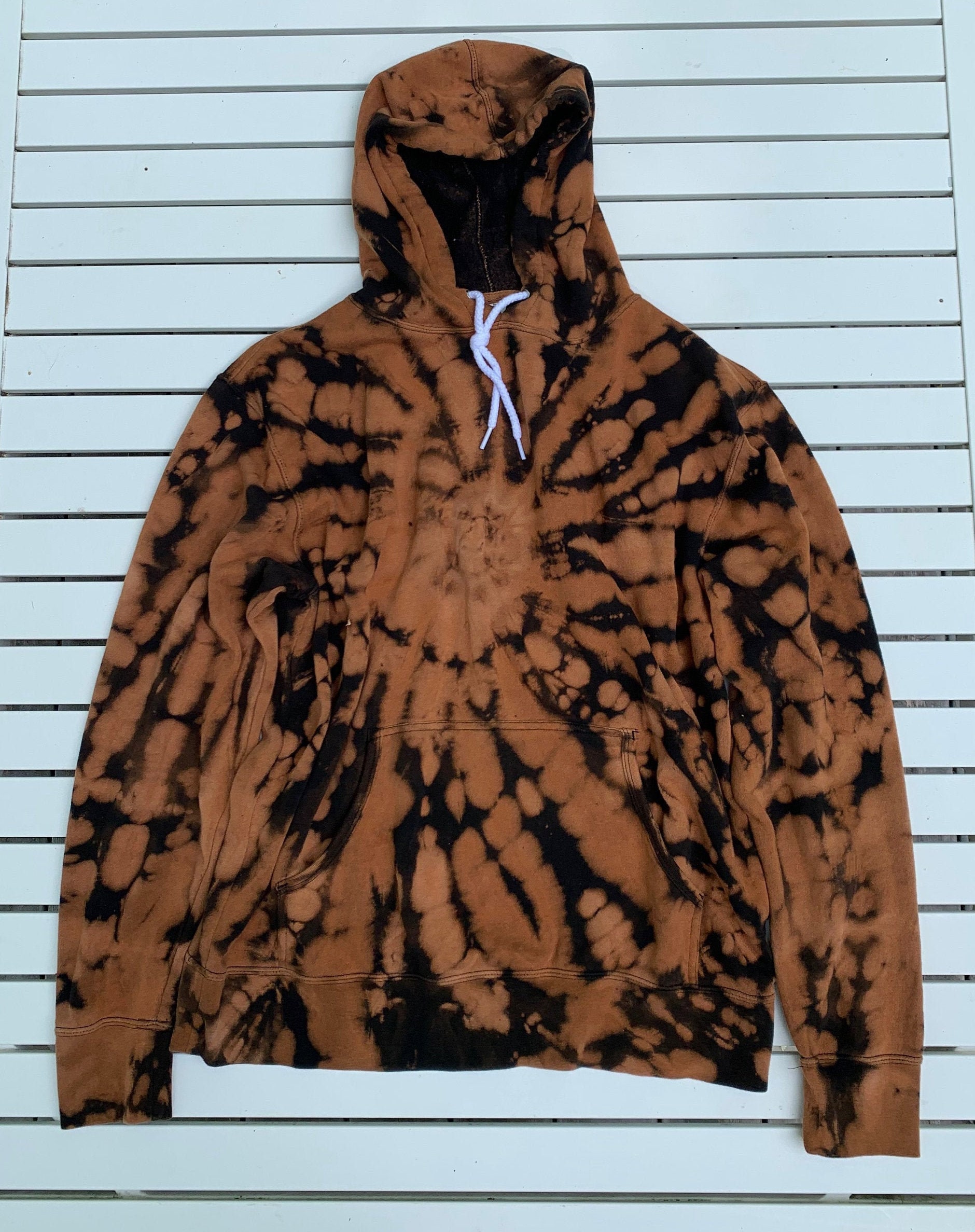 Tie Dye Unisex Hooded Sweatshirt Black/Orange | Etsy