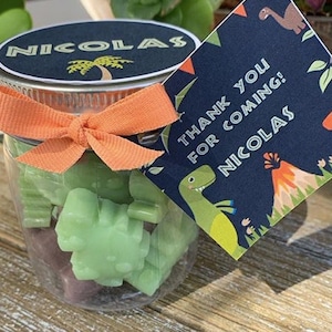 Car/Dino in a jar, Car soaps, Set of 3 jars, Toy soap, soap favors, Baby shower soaps, Baby shower gift soaps, Baby shower customized soaps.