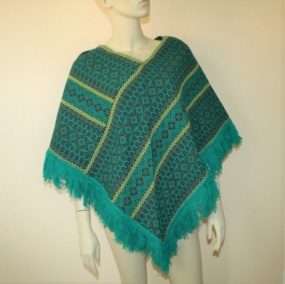 1960s Poncho Americana Knitting Mills Of Miami Boh