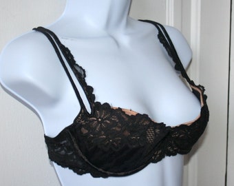 Y2K Victorias Secret Black Lace Bra Size 36C