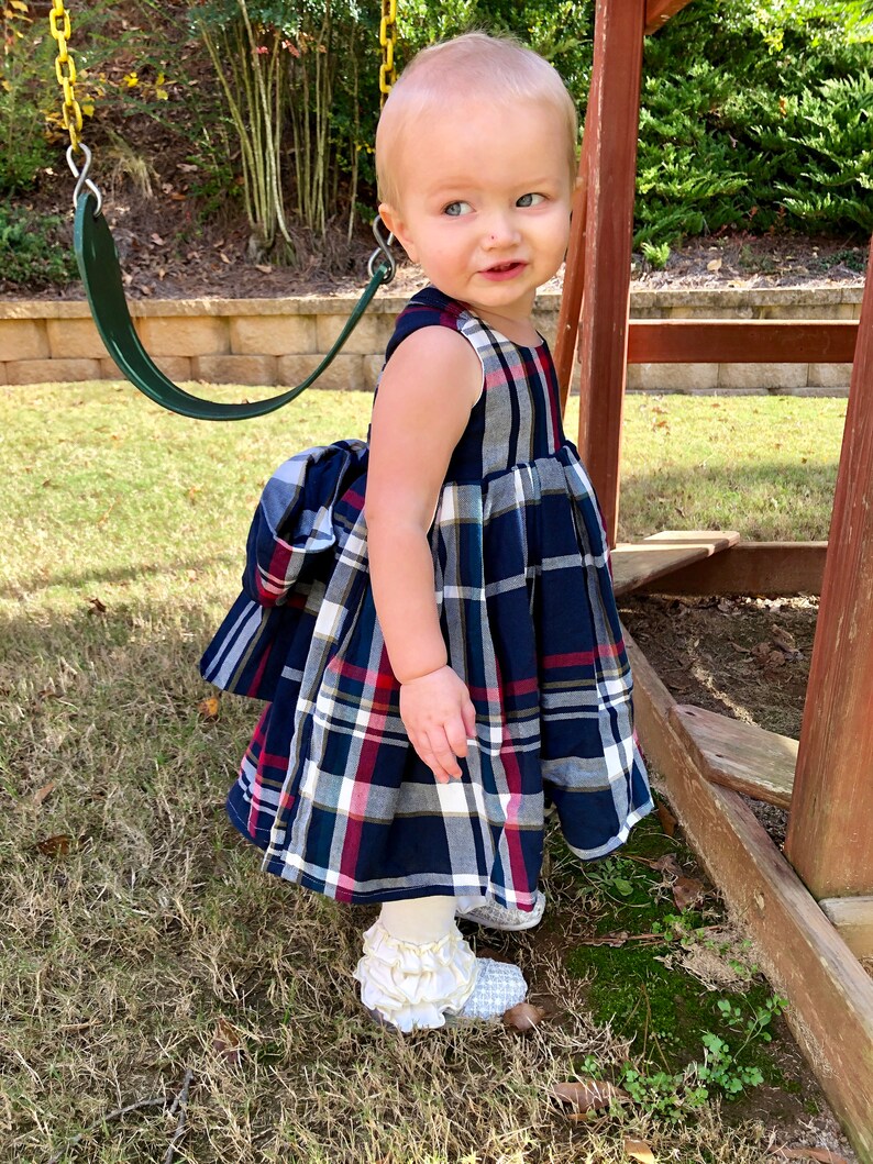red and navy plaid dress