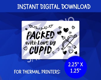 Pegatina de Cupido "Llena de amor" PNG / Impresora térmica (Descarga digital)