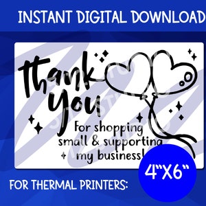 Thank You For Shopping Small PNG for Thermal Printer | Sticker Packaging | Downloads 4x6 PNG | Stickers for Rollo, Munbyn Thermal Printer
