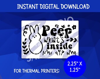 Etiqueta PNG/pegatina para impresora térmica "Mira lo que hay dentro" para Pascua (descarga digital)