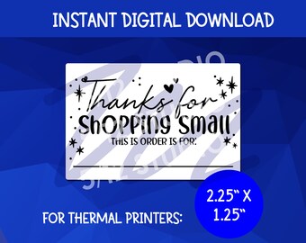 Etiqueta para impresora térmica / Gracias por su compra (PNG pequeño, descarga digital)