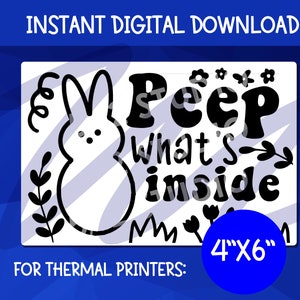 Peep What&#39;s Inside PNG Download Thermal Printer | Label for Packaging | Download 4x6 PNG/JPG | Sticker for Rollo, Munbyn Thermal Printer