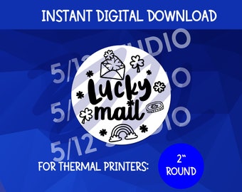Etiqueta redonda Lucky Mail de 2" / Etiqueta de embalaje PNG (Descarga digital)