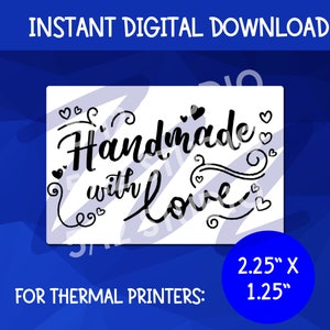 Handmade With Love PNG Download Thermal Printer | Sticker Packaging | Downloads 2.25x1.25 PNG | Stickers for Rollo, Munbyn Thermal Printer