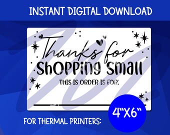 Gracias por su compra. Etiqueta pequeña / Impresora térmica 4x6 PNG (Descarga digital)