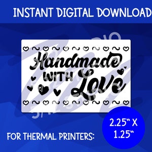 Handmade With Love #2 PNG Download Thermal Printer | Sticker Packaging | Downloads 2.25x1.25 PNG | Sticker for Rollo, Munbyn Thermal Printer