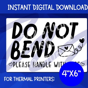 Do Not Bend PNG Download for Thermal Printer | Sticker Packaging | Downloads 4x6 PNG | Stickers for Rollo, Munbyn Thermal Printer