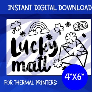 Lucky Mail PNG Download Label for Thermal Printer | Sticker Packaging | Downloads 4x6 PNG | Stickers for Rollo, Munbyn Thermal Printer