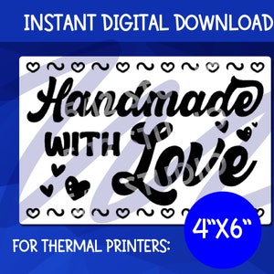 Handmade With Love #2 PNG Download Label Thermal Printer | Label Packaging | Download 4x6 PNG | Sticker for Rollo, Munbyn Thermal Printer