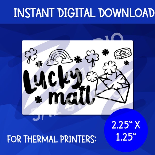 Lucky Mail PNG Download for Thermal Printer | Sticker Packaging | Downloads 2.25x1.25 PNG | Stickers for Rollo, Munbyn Thermal Printer