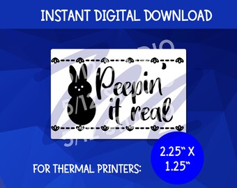 Pegatina de conejito real "Peepin It" / PNG para impresora térmica (descarga digital)
