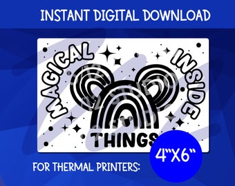 Pegatina PNG "Cosas Mágicas en el Interior" / Etiqueta para Impresora Térmica 4x6 (Descarga Digital)