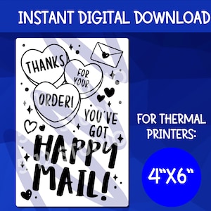 Valentine&#39;s Day Thanks For Your Order PNG Download for Thermal Printer | Downloads 4x6 PNG | Stickers for Rollo, Munbyn Thermal Printer