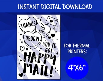 Día de San Valentín Gracias por su pedido PNG Descargar para impresora térmica / Descargas 4x6 PNG / Pegatinas para Rollo, Munbyn impresora térmica