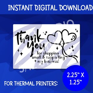 Thank You For Shopping Small PNG Thermal Printer | Sticker Packaging | Downloads 2.25x1.25 PNG | Stickers for Rollo, Munbyn Thermal Printer
